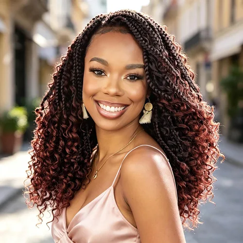 Vista 8 de Wodun Extensiones de Cabello de Ganchillo con Trenzas de Caja Goddess de 10 Pulgadas Pre-Enrolladas, Cabello de Ganchillo con Extremos Rizados Para