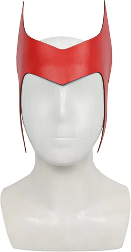 Vista 3 de WandaVision Wanda Maximoff - Máscara de bruja para cosplay, disfraz de Halloween, accesorios de máscaras, tiara roja