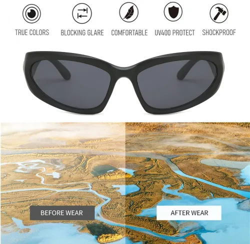 Vista 4 de Y2K - Lentes de sol envolventes para hombres y mujeres, accesorios de los años 2000, lentes cibernéticos, deportivos, motociclistas, protección UV400