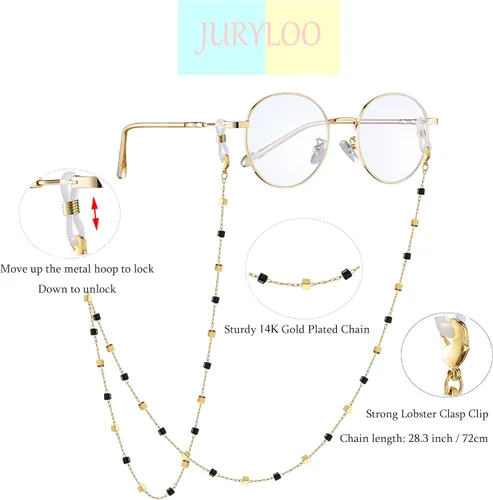 Vista 5 de Cadena para lentes de sol para mujer, cadena de cristal natural, soporte para lentes de sol, collar, correa para gafas, cordón de lectura