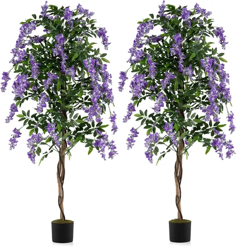 Vista 11 de Árboles artificiales ficus de 5.5 pies para decoración de interiores o exteriores