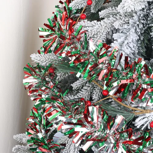 Vista 4 de CCINEE Guirnalda de oropel de Navidad de 32.8 pies, guirnalda metálica de oropel trenzado, decoración colgante brillante para suministros de fiesta