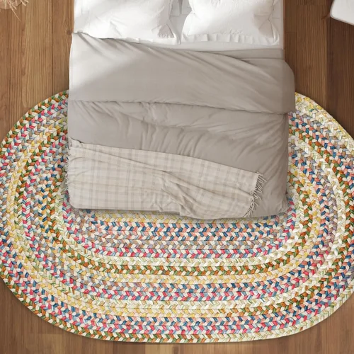 Vista 9 de Rhody Rug Country Jewel CJ35 - Alfombra trenzada ovalada de bronce de 2 x 3 pies, decoración del hogar, alfombra de piso o alfombra de dormitorio