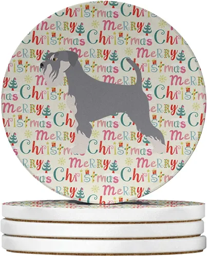 Vista 43 de AIDI Atlas Mountain Dog Merry Christmas - Posavasos grandes de piedra arenisca, paquete de 4