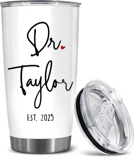 Vista 21 de BECHUSKY Regalo de graduación de doctorado personalizado, taza de doctorado con nombre personalizado, vaso de doctorado para hombres y mujeres
