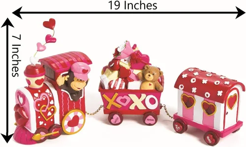Vista 2 de Juego de 3 piezas de tren Love Express de San Valentín, decoración del hogar y centros de mesa para el día de San Valentín
