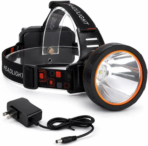 Vista 8 de Linterna frontal recargable súper brillante para caza de capullos, linterna LED con fuente de alimentación, linterna impermeable para caza al aire