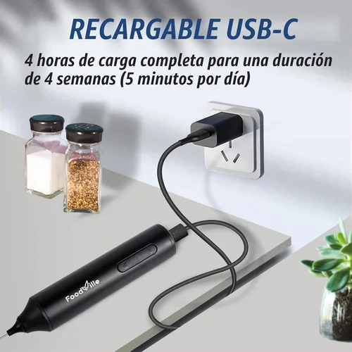 Vista 2 de FoodVille MF05 Espumador de Leche Recargable con Carga USB Batidor de Espuma Manual con Batidor de Globo de Acero Inoxidable para Capuchino, Latte