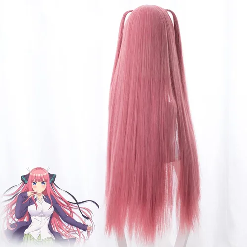 Vista 4 de Uearlid Nakano Nino Cosplay Wigs Anime The Quintessential Quintuplets 80cm long straight Heat Resistant Hair Perucas Costume Wigs Party Coser Wig