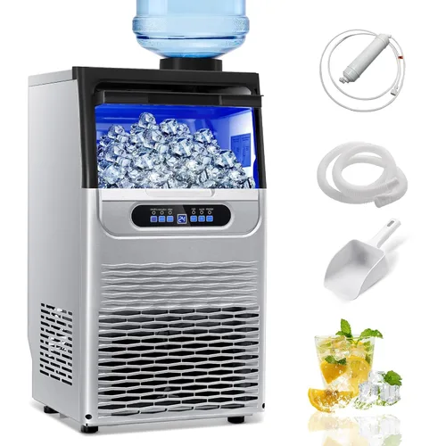 Vista 8 de Máquina comercial de hielo de 90 libras/24 horas, máquina de hielo de acero inoxidable bajo encimera o independiente con almacenamiento de 25