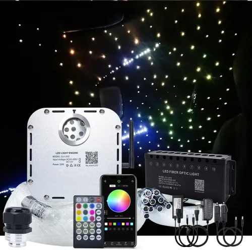 Vista 14 de Kit de luz de fibra óptica RGBW con sensor de sonido de 32 W
