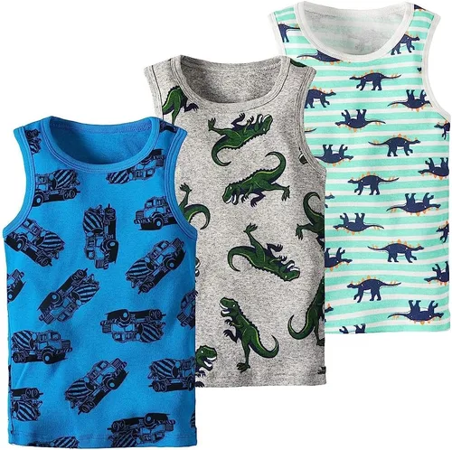 Vista 39 de Camisetas sin mangas de algodón suave para niños pequeños, paquete de 3