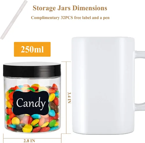 Vista 2 de Hajoyful Tarros de plástico con tapas, recipientes vacíos de slime para cosméticos, tarros de comida transparentes para alimentos, tarro redondo