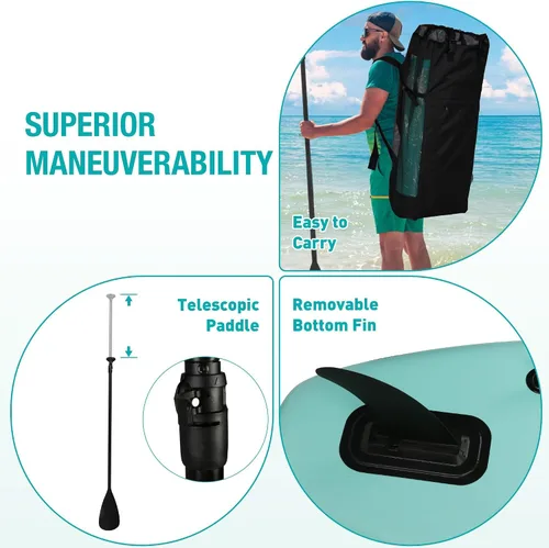 Vista 3 de Inflatable Paddle Boards with Non-Slip Deck, Ultra-Light Stand Up Paddle Board Surf Board with Accessories & Carry Bag, Wide Stable Design for