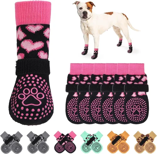 Vista 18 de KOOLTAIL Calcetines antideslizantes para perros para pavimento caliente/frío para evitar lamer patas, botas de perro y protector de patas