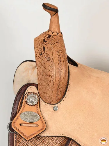 Vista 6 de HILASON Flex Tree Western Horse Saddle in American Leather Barrel Trail for Horses