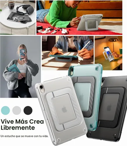 Vista 6 de TORRAS Funda K3 Neo para iPad mini 7 (A17 Pro)/6 con soporte, Glacier Glaciar Sprint