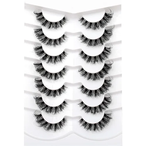 Vista 99 de Pooplunch - Pestañas postizas estilo ojo de gato, extensión de volumen 8D natural, finas, cortas, de visón sintético, tiras de pestañas postizas