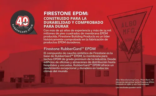 Vista 3 de 10' X 10' Firestone RubberGard 45-Mil EPDM - Goma para techos