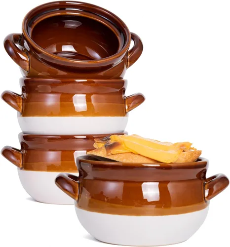 Vista 10 de Vumdua Tazones de Sopa de Cebolla Francesa con Asas, Cuencos de Cerámica para Servir Sopa de 16 Oz Crocks - Cuencos Aptos para Horno para Chile