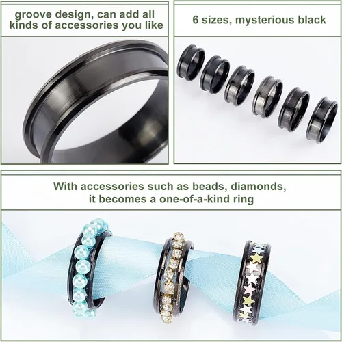 Vista 5 de UNICRAFTALE Anillo de acero inoxidable con núcleo en blanco, ajuste de anillo de dedo en blanco para incrustaciones, anillo de dedo ranurado, anillo