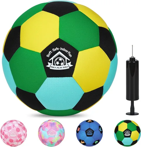 Vista 10 de Balón de Fútbol de Interior Tamaño 3 para Niños Pequeños, Pelotas de Fútbol Silenciosas Regalos para Niños y Niñas de 1-5 Años, Pelotas de Espuma