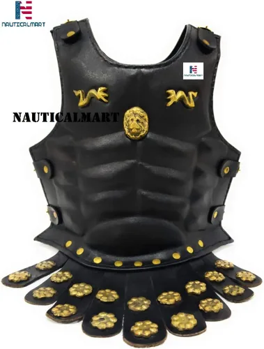Vista 4 de Nautical-Mart Mini disfraz de Halloween medieval de la corona de la armadura muscular negra romana