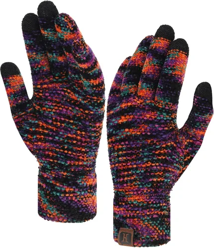 Vista 7 de FZ FANTASTIC ZONE Guantes de invierno con pantalla táctil para mujer para clima frío, guantes de punto cálidos de chenilla Beige