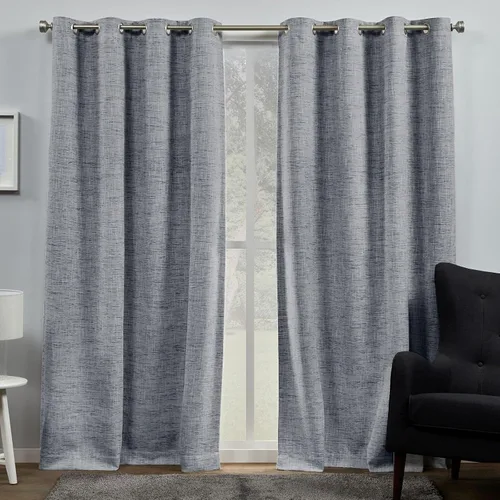 Vista 10 de Exclusive Home Burke - Par de paneles de cortinas 100 % opacas con ojales en la parte superior, 52 x 63 pulgadas, negro, juego de 2