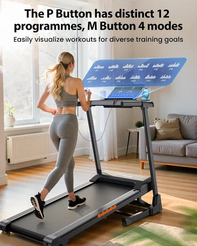 Vista 7 de JAGJOG Cinta de correr plegable con 15% de inclinación automática, 8.8 MPH Negro tinta