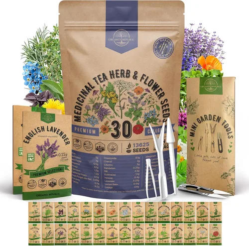 Vista 8 de Organo Republic - Paquete surtido de semillas de 15 flores comestibles para interior y exterior, más de 4800 flores de variedades autóctonas sin