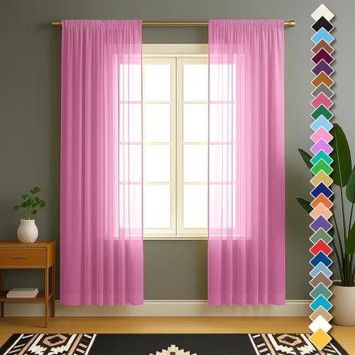 Vista 56 de YHSF Cortinas traslúcidas – Juego de 2 paneles para decoración del hogar – Elegantes cortinas de gasa sólida con bolsillo para barra
