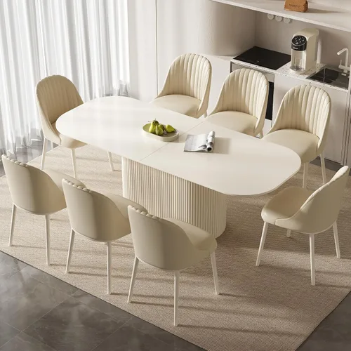 Vista 18 de Mesa de comedor ovalada de 63 pulgadas para 2-6 personas, mesa de cocina negra moderna, mesa de comedor rectangular de lujo, mesa de comedor