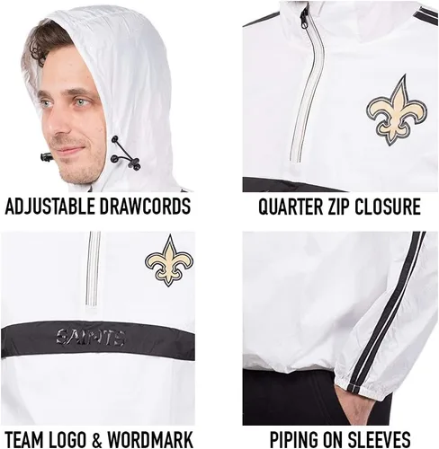 Vista 5 de Ultra Game NFL - Chaqueta cortavientos con capucha y cremallera para hombre