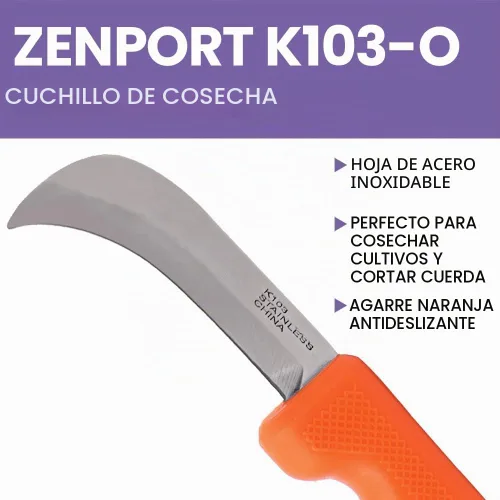 Vista 4 de Cuchillo utilitario de cosecha, hoja de 3 pulgadas Naranja