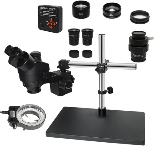Vista 5 de Kit de accesorios para microscopio, 38 MP H_DMI digital USB 3.5X-90X simul-Focal Trinocular estéreo, microscopio de la industria para reparación