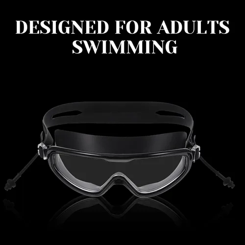 Vista 5 de Adult Waterproof Anti-fog Silicone Swimming Goggles, Black High-definition Swim Glasses for Swimming Training and Water Sports