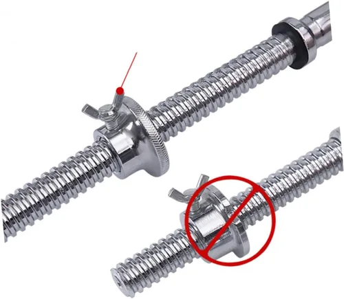 Vista 9 de Toddmomy 2 collares de barra, tuercas de mancuerna, bloqueo de tornillo, abrazadera, anillo de bloqueo universal de metal plateado para rotar
