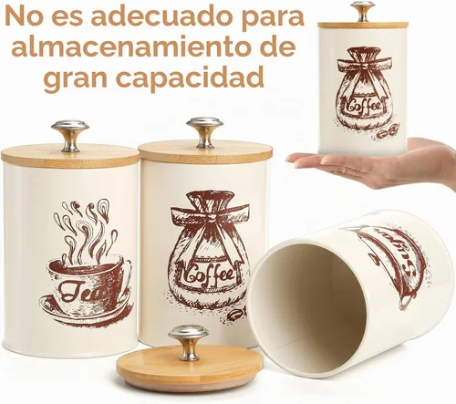 Vista 4 de Juego de recipientes pequeños para encimera de cocina, juego de recipientes de café de 25 onzas, recipiente de cocina vintage de metal, paquete