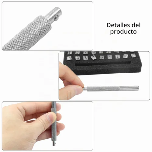Vista 3 de Juego de 36 sellos metálicos de letras y números
