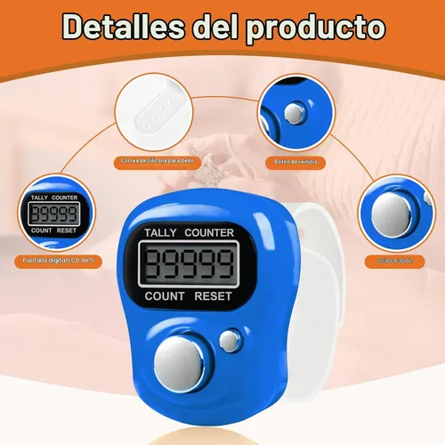 Vista 3 de Amble Contador de clicker con diamantes de imitación, contador de contador de 5 dígitos, clickers para vuelta, lanzamiento, golf, tejido, conteo