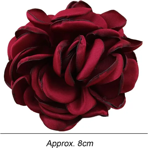 Vista 4 de Huralona 10 flores de cinta de satén para manualidades, lazo, boda, diciembre, vintage, flores de tela, rosas artificiales para tocado, apliques
