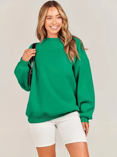 Vista 6 de ANRABESS Sudadera de gran tamaño para mujer, con cuello redondo, estilo Y2K, sudadera con capucha de forro polar, cómoda, camiseta informal, ropa