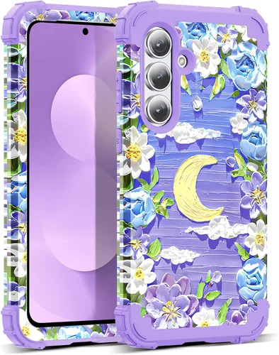 Vista 86 de Funda para Galaxy A14 5G Case, Patrón Floral 3 en 1 Protección Resistente de Servicio Pesado a Prueba de Golpes Parachoques de Goma de Silicona