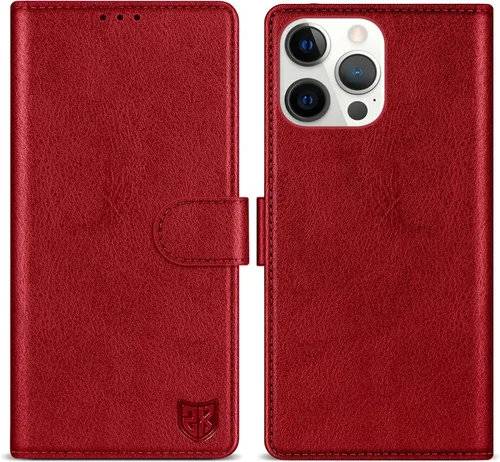 Vista 22 de ZZXX Funda tipo cartera para iPhone 14 Plus con bloqueo RFID, ranura para tarjetas, función atril, cierre magnético, funda protectora de cuero Negro