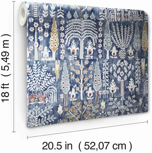 Vista 7 de RoomMates RMK12372PL - Papel tapiz autoadhesivo de Ikat persa Azul