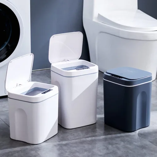 Vista 8 de Basurero inteligente, para el hogar, con sensor inteligente, recargable, pequeño, para el hogar, canasta de plástico para oficina, cocina