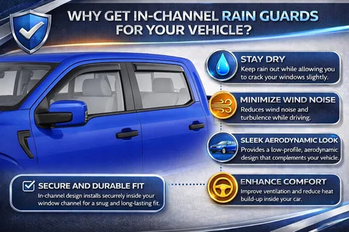 Vista 5 de Protectores de lluvia en canal 2015-2026 para Ford F150 SuperCrew Deflectores de visera de ventana lateral (solo cabina de tripulación) XL STX XLT