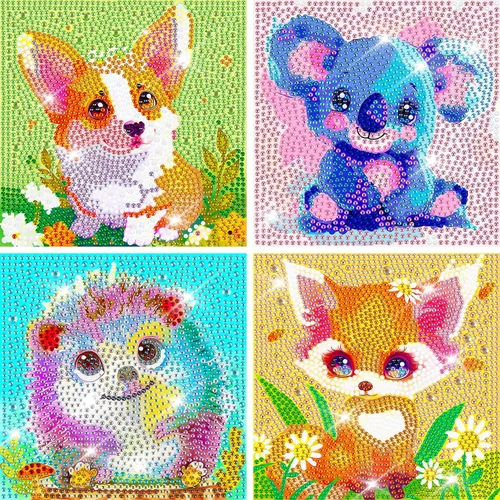Vista 15 de QEUOYSS Kits de arte de diamantes 5D para niños principiantes, kits fáciles de artes y manualidades para niños de 8 a 12 años, juego de manualidades