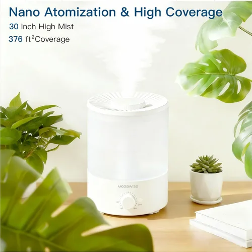 Vista 6 de MegaWise Humidificador ultrasónico de niebla fría Funcionamiento silencioso, llenado superior, apagado automático Ideal para dormitorio